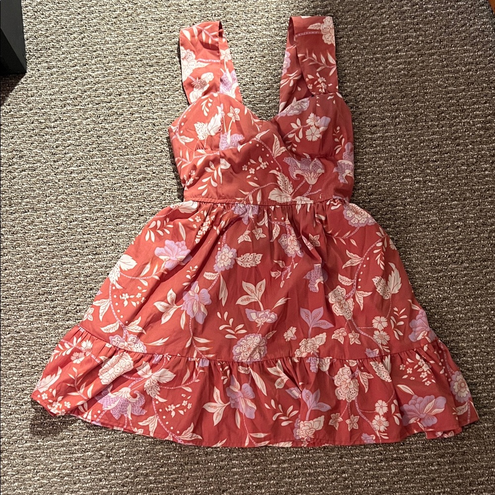 Elegant Floral Midi Dress in Pink